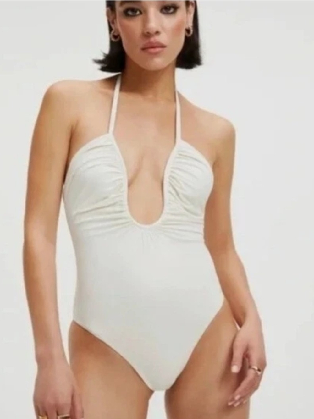 Good American Cream One-Piece Swimsuit